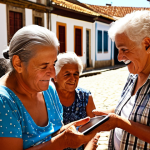 **Prompt 1: Authentic Connections and Cultural Heritage**
    "A heartwarming scene in a vibrant, sunlit Portuguese or Brazilian village square. Elderly locals are animatedly sharing stories and demonstrating traditional crafts, while younger generations respectfully listen and capture moments with subtle modern devices like a tablet or camera. The atmosphere emphasizes genuine human connection, the transmission of rich cultural heritage, and the soul inherent in local narratives. Focus on expressive faces, warm, natural lighting, and a feeling of community pride, subtly blending tradition with contemporary engagement."