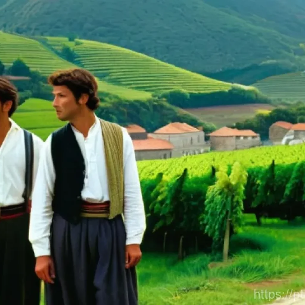 문화콘텐츠 기획사 해외 진출 성공 사례 - **Portuguese Historical Drama Scene:** A wide shot capturing a picturesque village in the Minho regi...