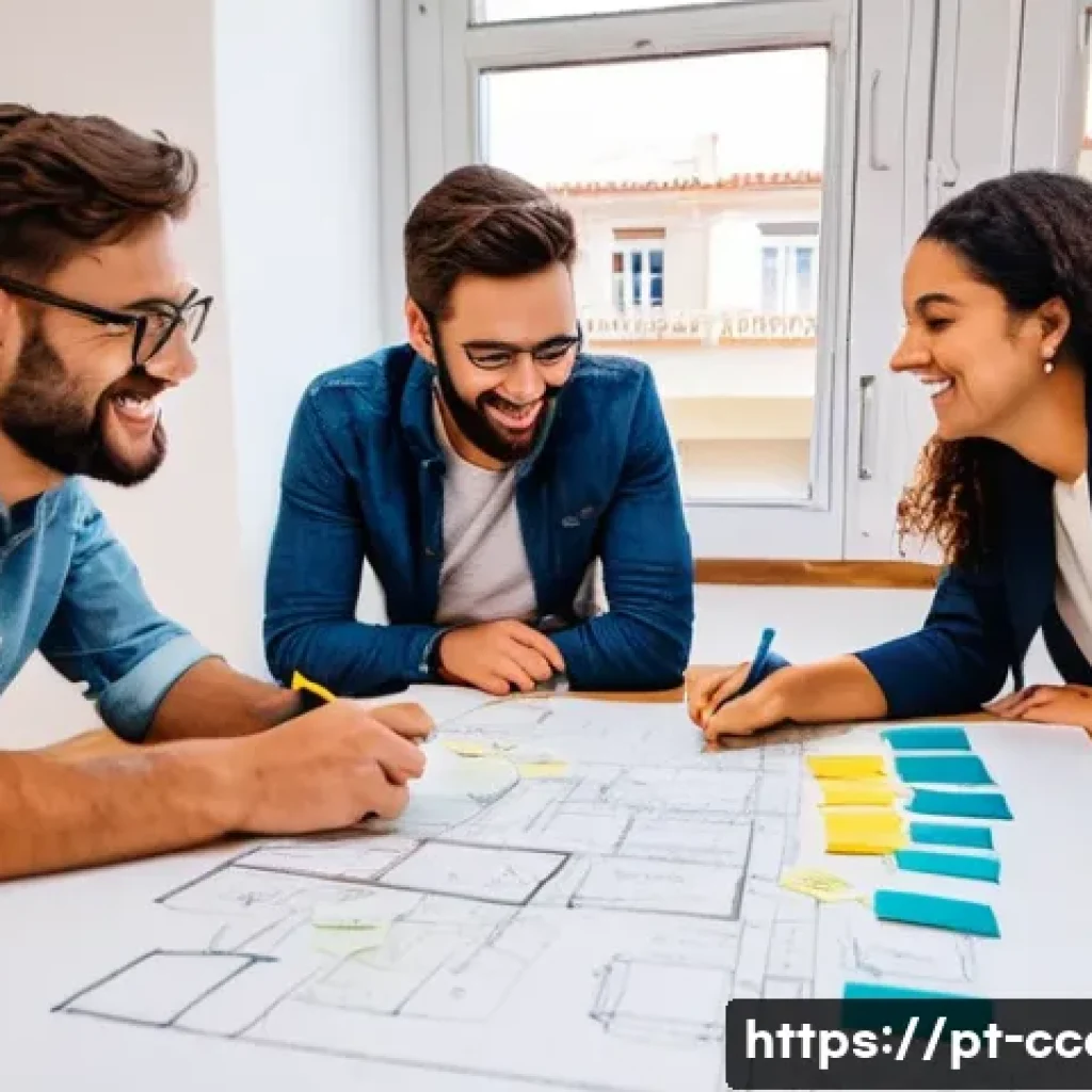 문화콘텐츠 기획사에서 중요한 역량 순위 - **Prompt:** A dynamic and brightly lit co-working space in Lisbon, Portugal, with a diverse group of...