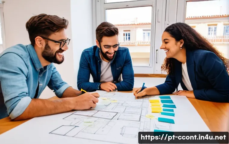 문화콘텐츠 기획사에서 중요한 역량 순위 - **Prompt:** A dynamic and brightly lit co-working space in Lisbon, Portugal, with a diverse group of...