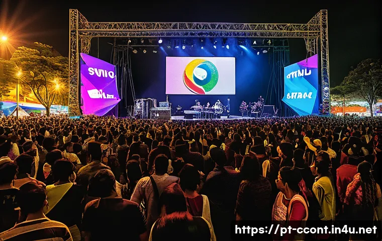 문화콘텐츠 기획사 근무 경험담 - A vibrant cultural event scene in São Paulo, Brazil, showcasing diverse musical styles popular local...