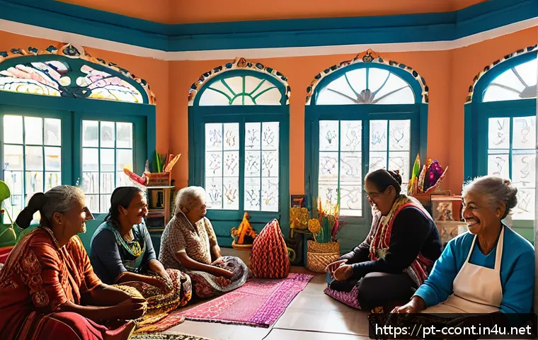 문화콘텐츠 기획사의 브랜드 구축 전략 - A vibrant cultural workshop scene in a Brazilian community center, featuring diverse participants of...